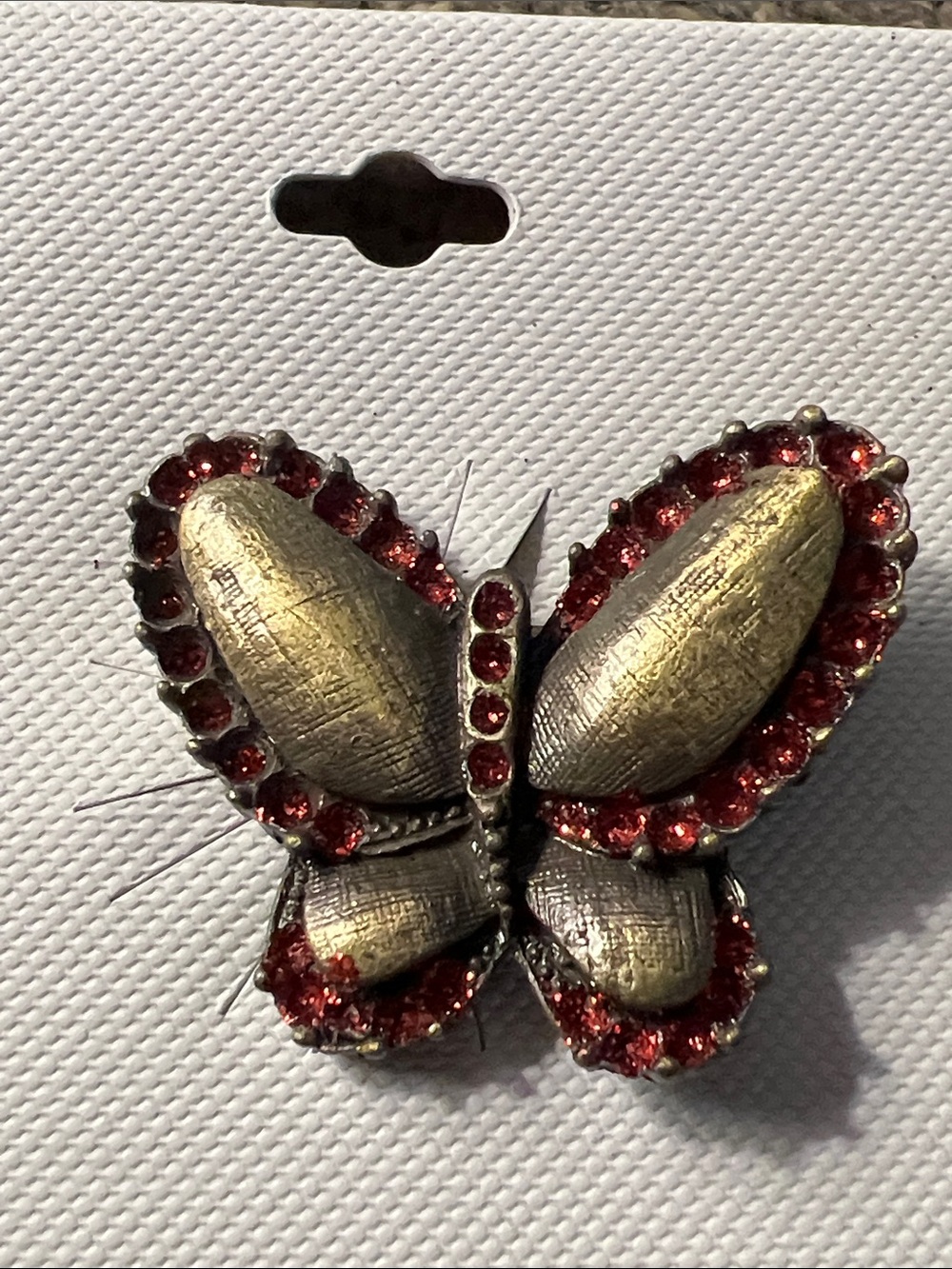 3/$18 Vintage-Inspired Butterfly Brooch with Red Crystals Lot 500